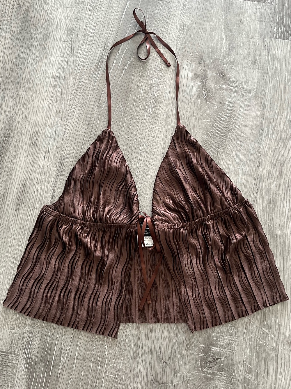 Satin-like Texture Halter Crop Top